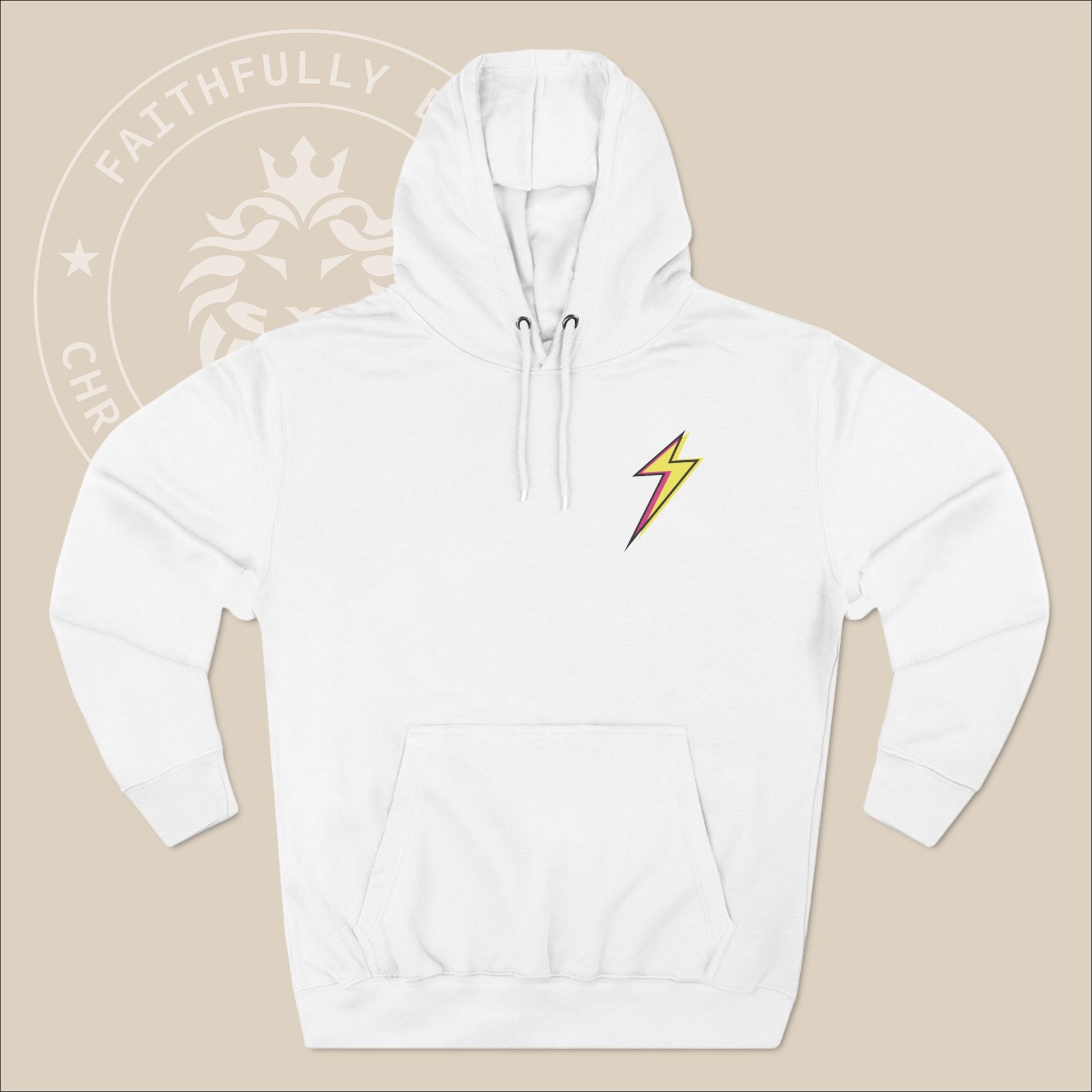 Christian 90's colored "Lightning Bolt" Unisex Fleece Hoodie, Inspired by God's Power and Authority in Elijah's 2 Kings 1:12 Story.