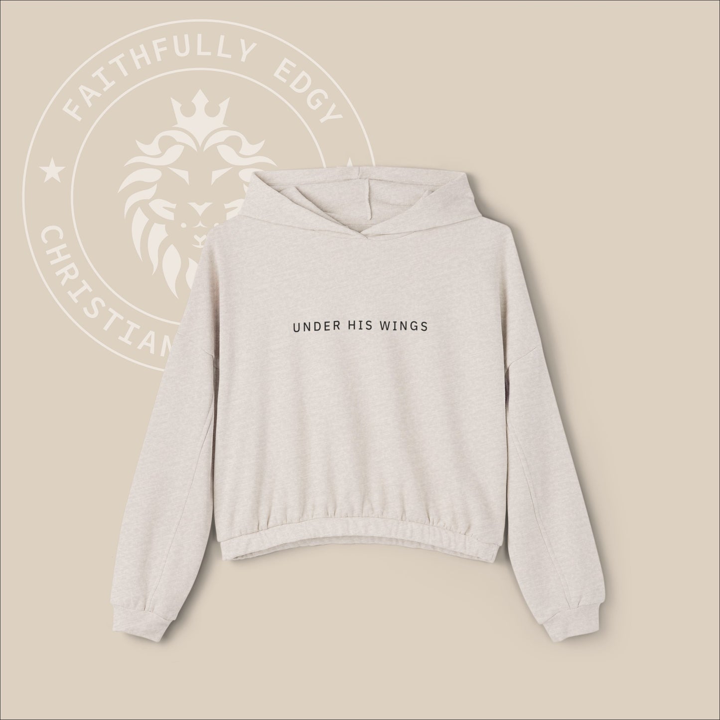 Women's "Under His Wings" oversized hoodie with Psalm 91:4 print