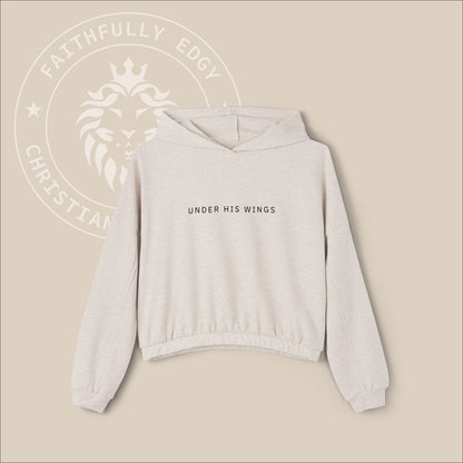 Women's "Under His Wings" oversized hoodie with Psalm 91:4 print