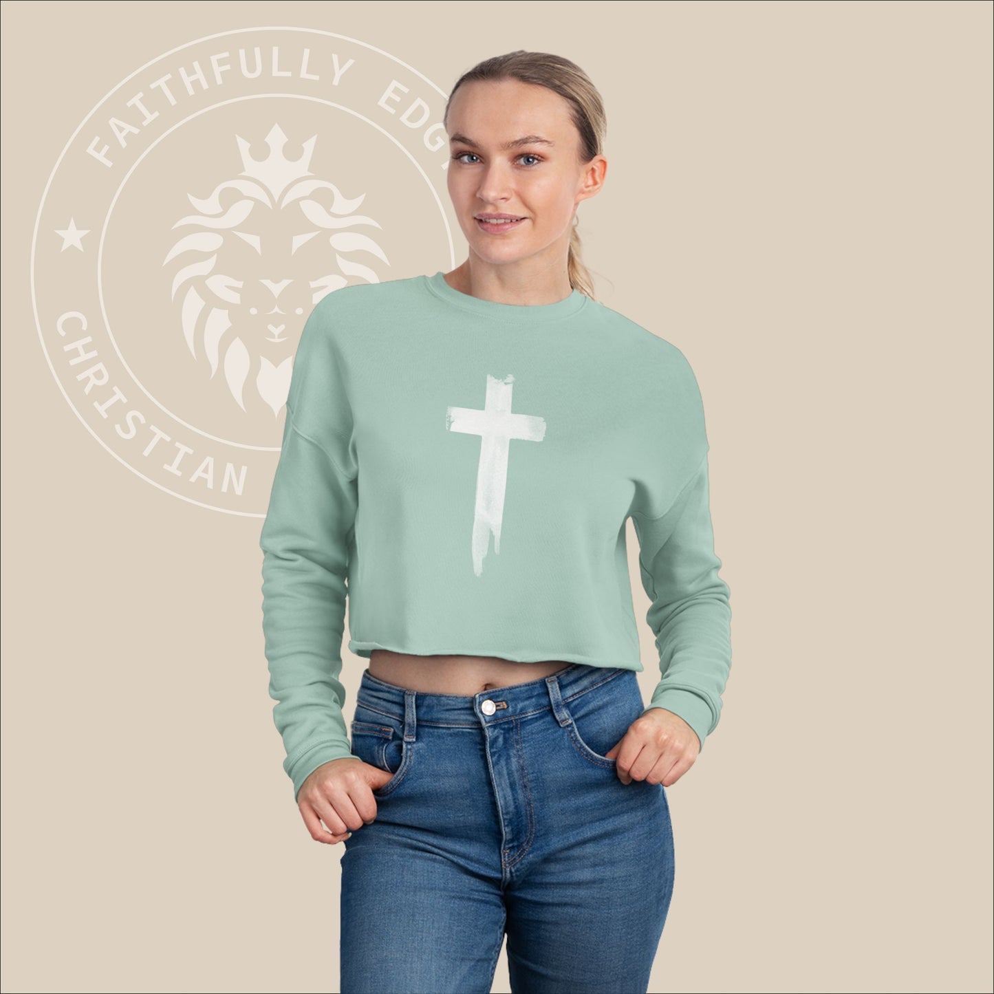 Women's John 3:16 Cropped Sweatshirt, highlighting God's love for humanity and the promise of eternal life through faith in Jesus Christ.