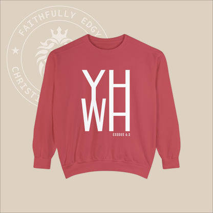 Unisex "YHWH" sweatshirt with Exodus 6:3 print