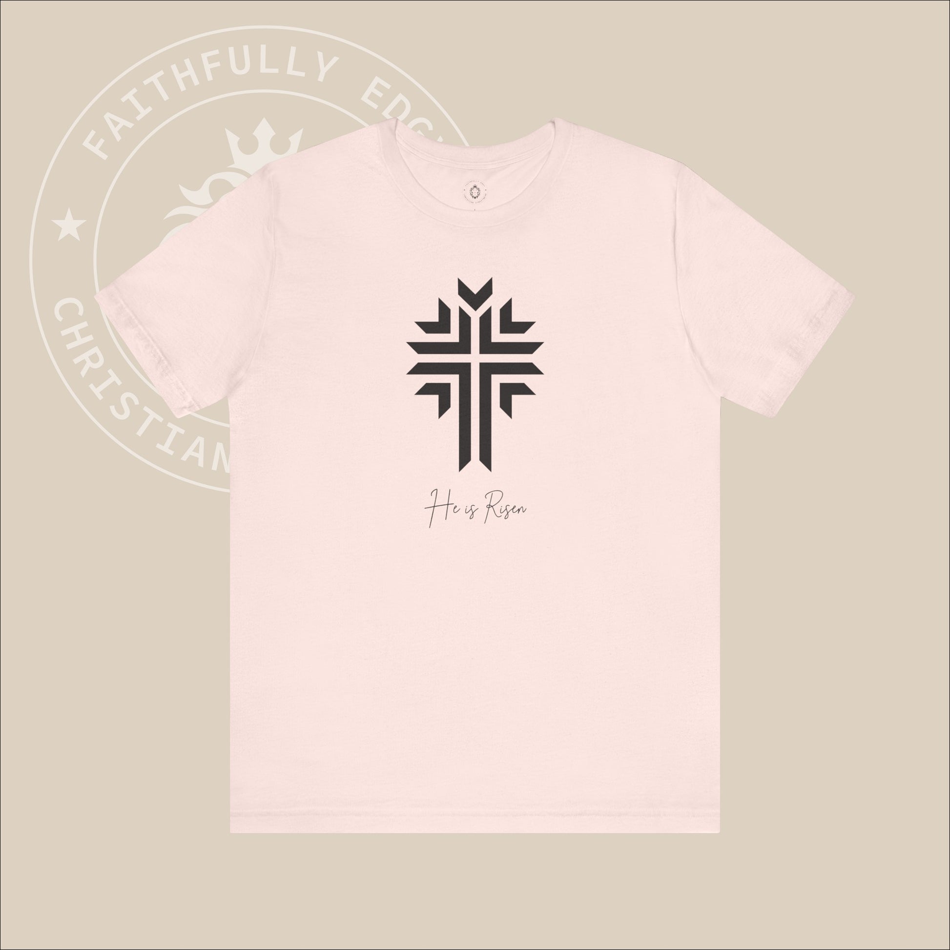 Unisex "He is Risen" Tee with Radiating Cross