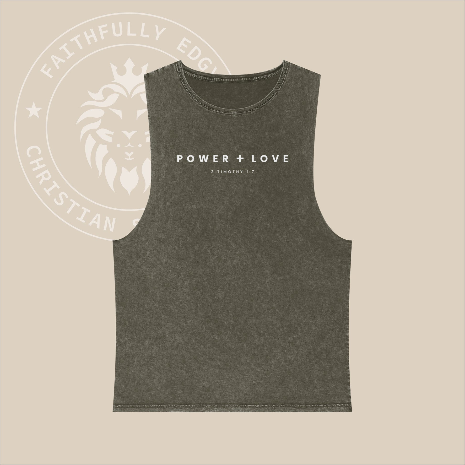 Unisex "Power + Love" Stonewash Tank Top