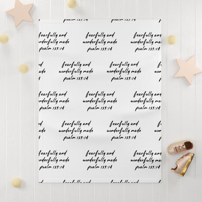 Christian Fleece Baby Blanket with Psalm 139:14 | Fearfully and Wonderfully Made | Soft Plush Comfort | Perfect Baby Gift