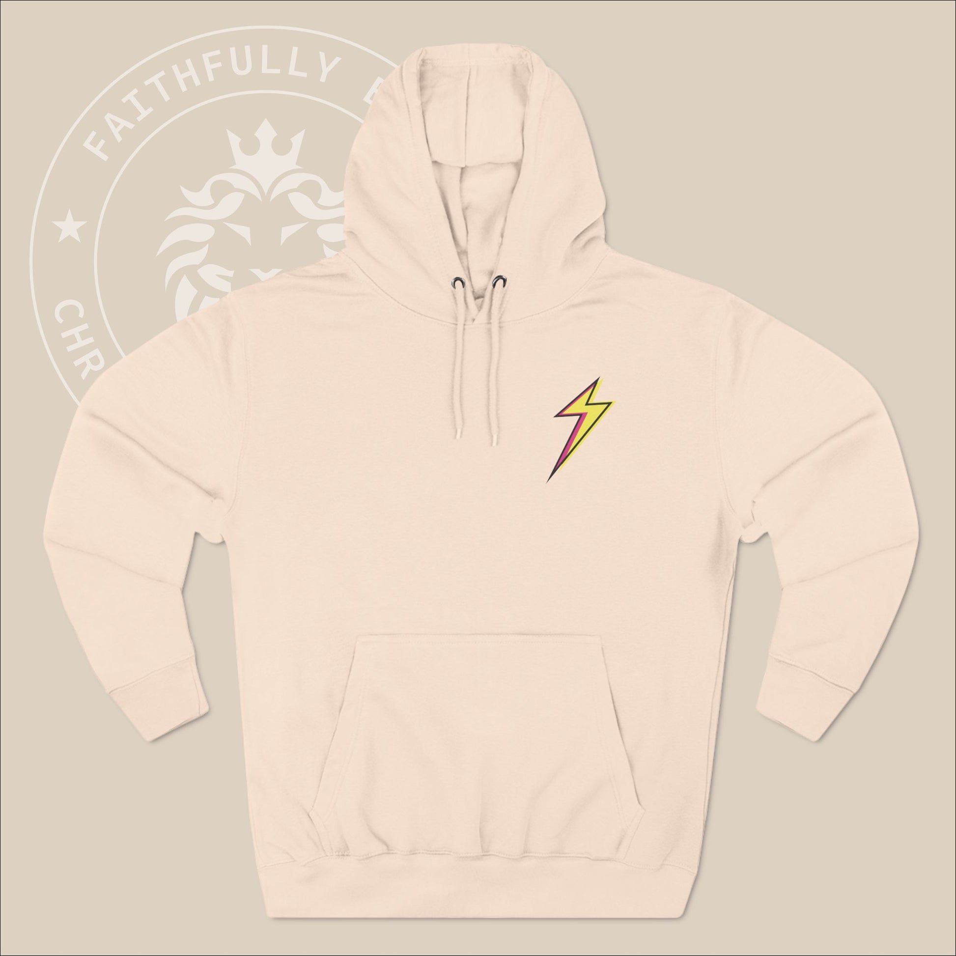 Christian 90's colored "Lightning Bolt" Unisex Fleece Hoodie, Inspired by God's Power and Authority in Elijah's 2 Kings 1:12 Story.