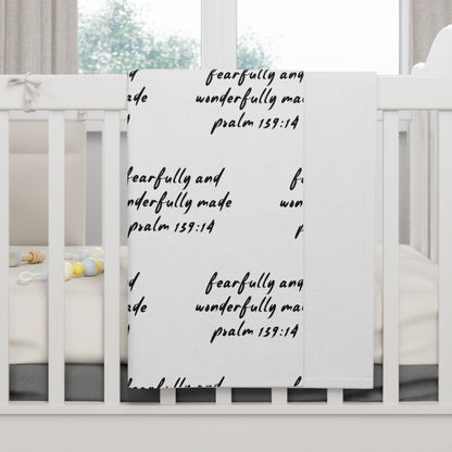 Christian Fleece Baby Blanket with Psalm 139:14 | Fearfully and Wonderfully Made | Soft Plush Comfort | Perfect Baby Gift