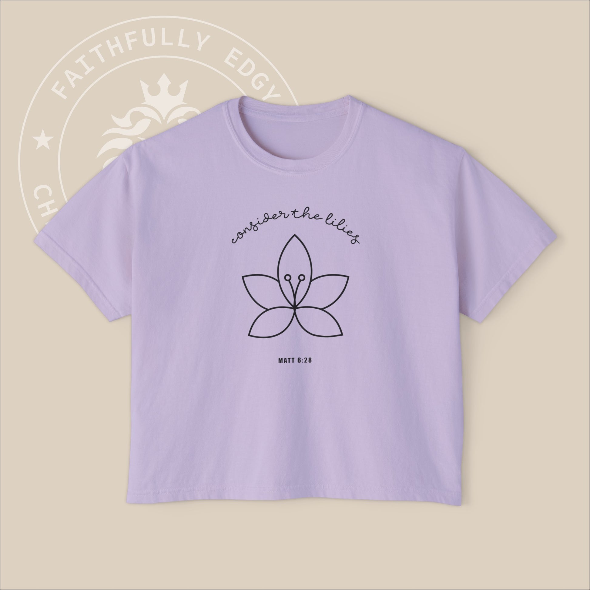 Women's "Consider the lilies" Boxy Tee