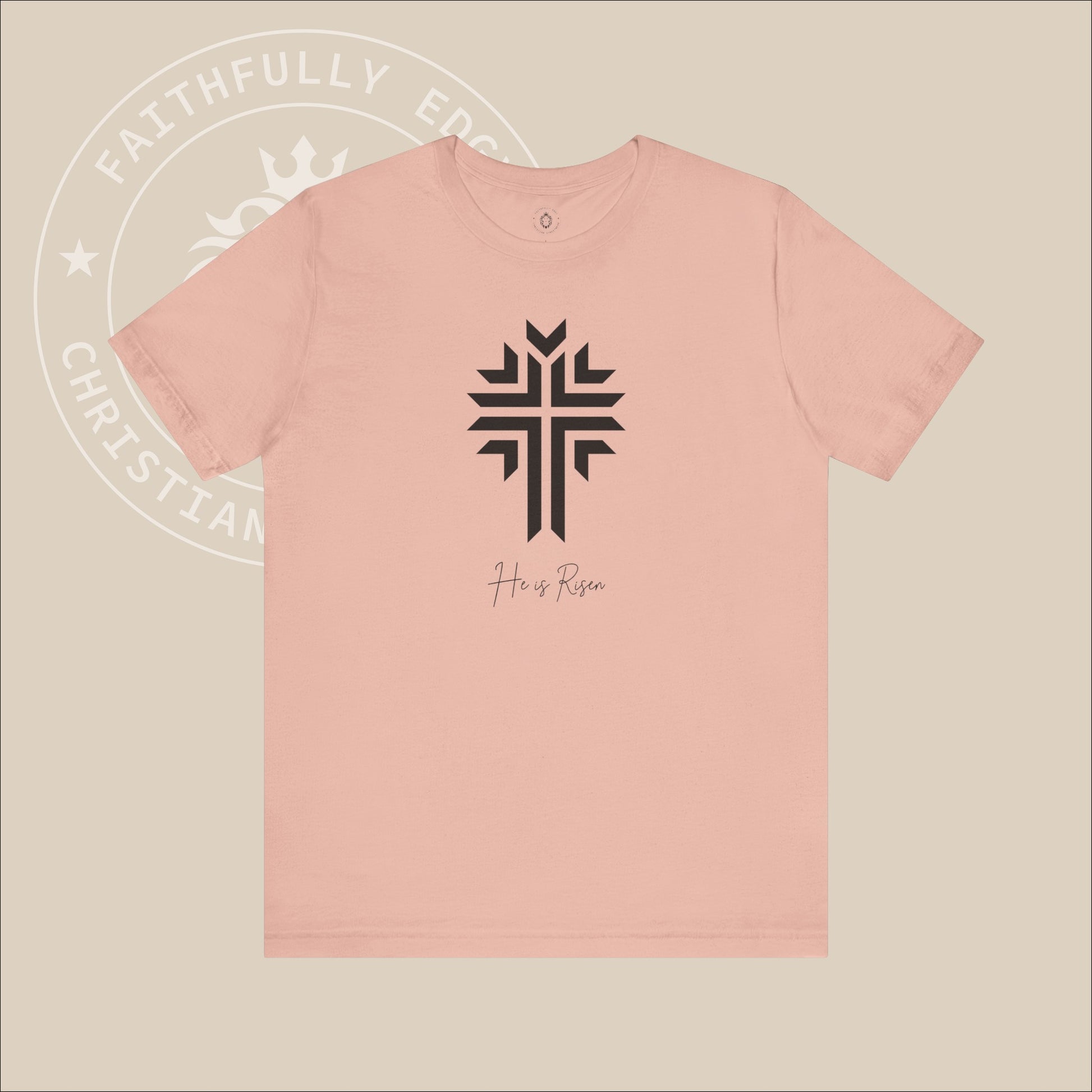 Unisex "He is Risen" Tee with Radiating Cross