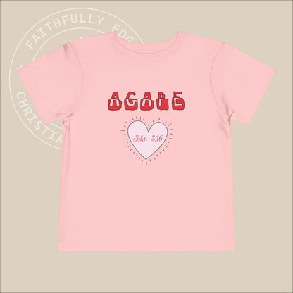 Toddler "Agape" Unisex T-Shirt Inspired by John 3:16 representing God's unconditional, selfless, and sacrificial love. Christian Apparel