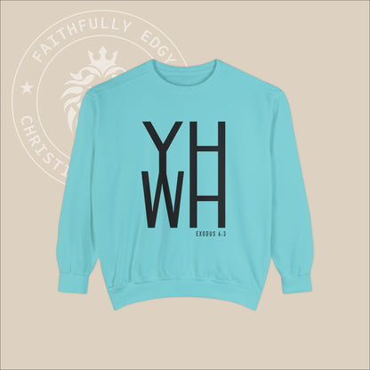 Unisex "YHWH" sweatshirt with Exodus 6:3 print