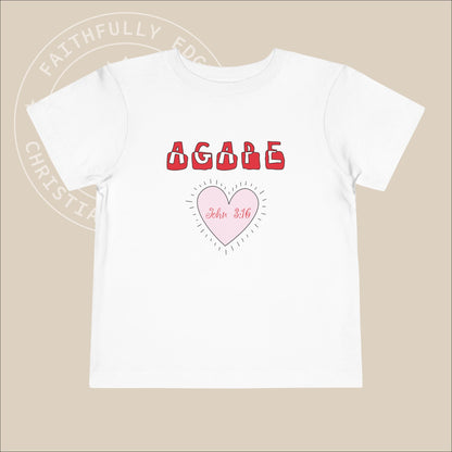 Toddler "Agape" Unisex T-Shirt Inspired by John 3:16 representing God's unconditional, selfless, and sacrificial love. Christian Apparel