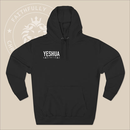 Unisex "Yeshua" hoodie with John 15 and vine graphics print.