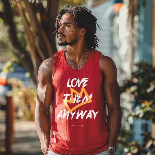 Unisex "Love Them Anyway" Jersey Tank inspired by Luke 23:34