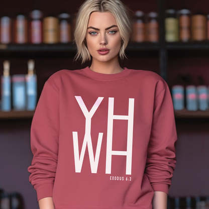 Unisex "YHWH" sweatshirt with Exodus 6:3 print