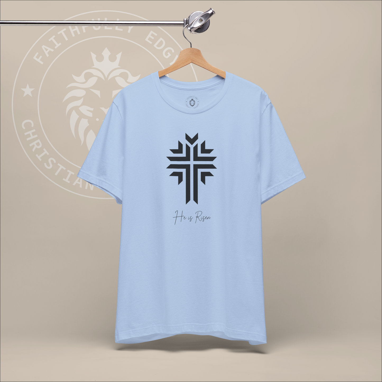 Unisex "He is Risen" Tee with Radiating Cross