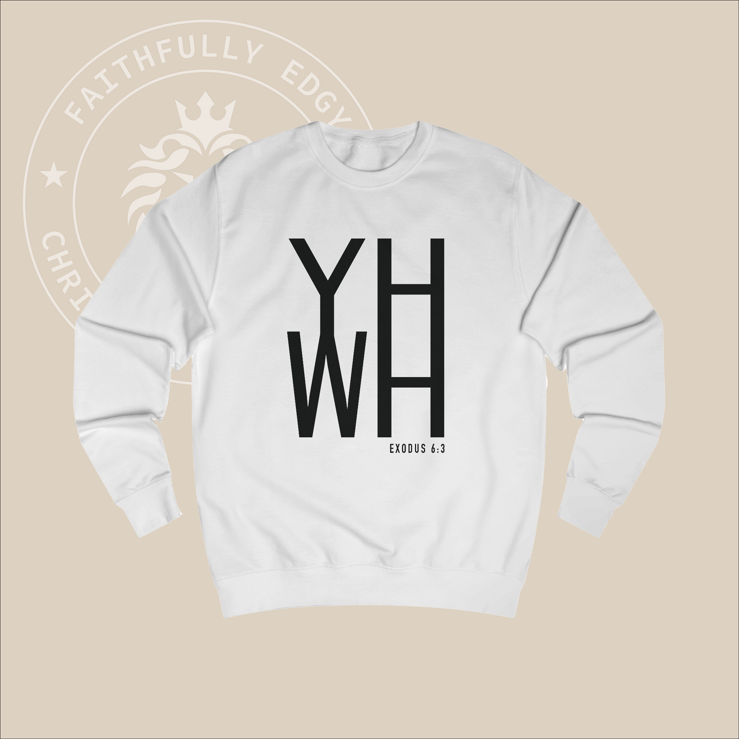 Men's "YHWH" sweatshirt with Exodus 6:3 print, where God spoke to Moses as "YHWH" or "Yahweh".