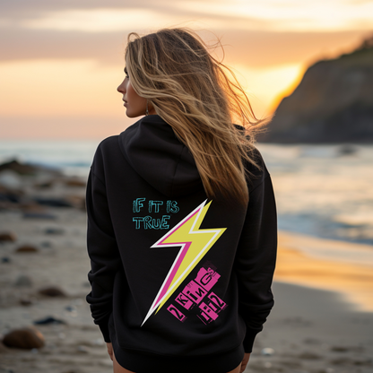 Christian 90's colored "Lightning Bolt" Unisex Fleece Hoodie, Inspired by God's Power and Authority in Elijah's 2 Kings 1:12 Story.