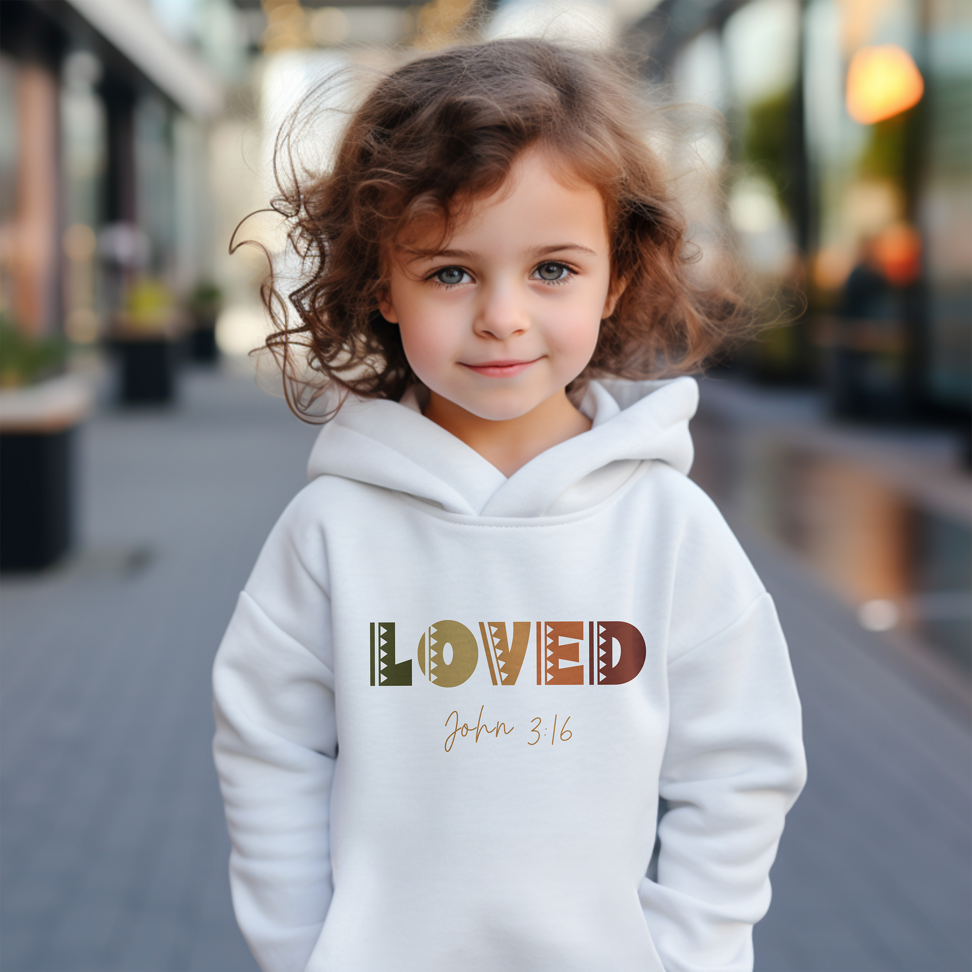 Toddler "Loved" Hoodie John 3:16 highlights God's love, shown through His sacrifice of Jesus, granting eternal life to all who believe.