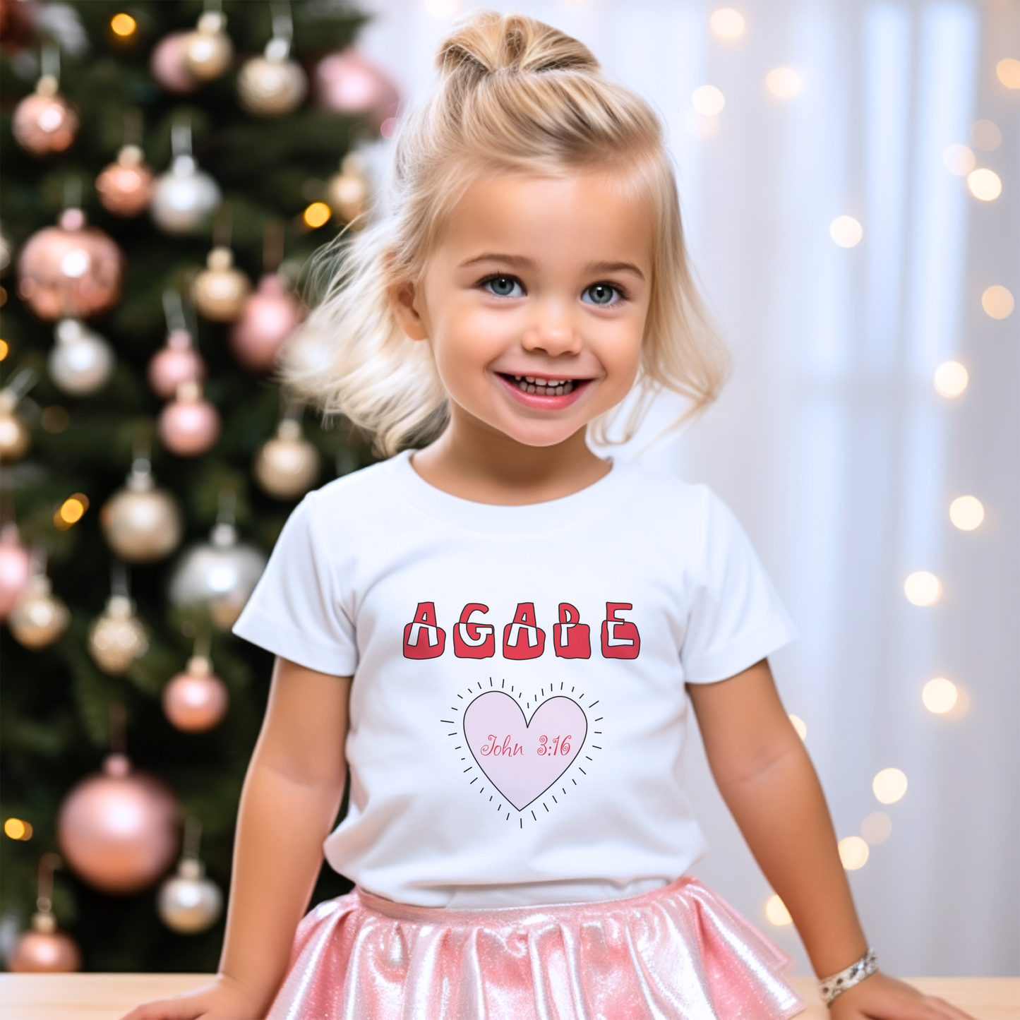 Toddler "Agape" Unisex T-Shirt Inspired by John 3:16 representing God's unconditional, selfless, and sacrificial love. Christian Apparel