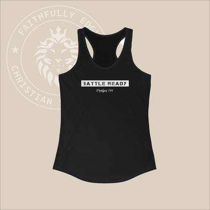 Women's "Battle Ready" tank referencing Psalm 144