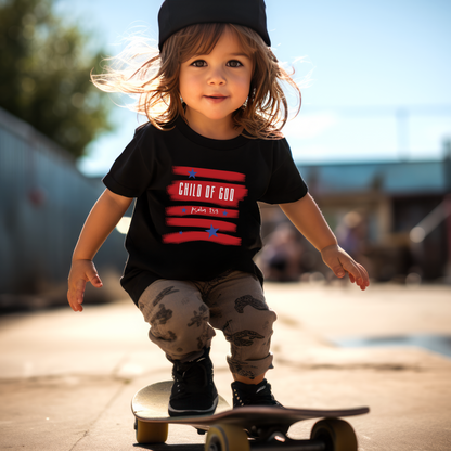 Patriotic Toddler "Child of God" Tee Psalm 139 print. God knows and loves our children deeply. Wonderfully made, cherished, and precious in His sight.