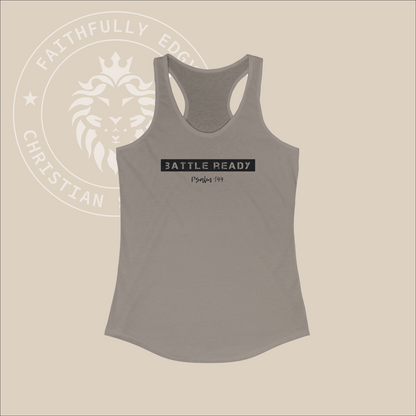 Women's "Battle Ready" tank referencing Psalm 144