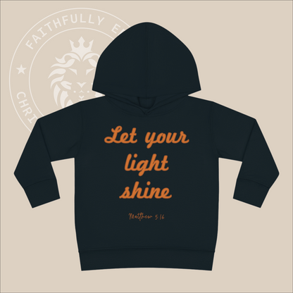 Kids "Let Your Light Shine" Hoodie, Matt 5:16 encourages believers to shine their light through good deeds, glorifying God and inspiring all.