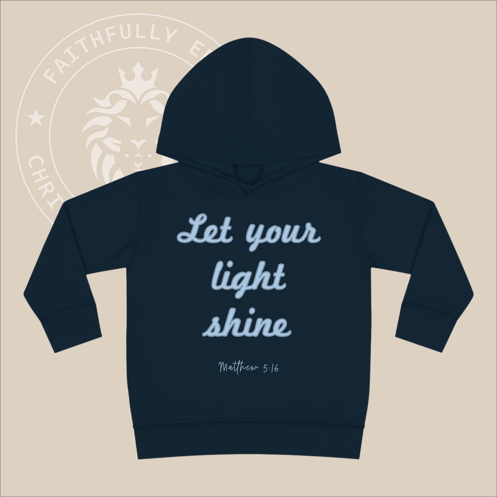 Kids "Let Your Light Shine" Hoodie, Matt 5:16 encourages believers to shine their light through good deeds, glorifying God and inspiring all.