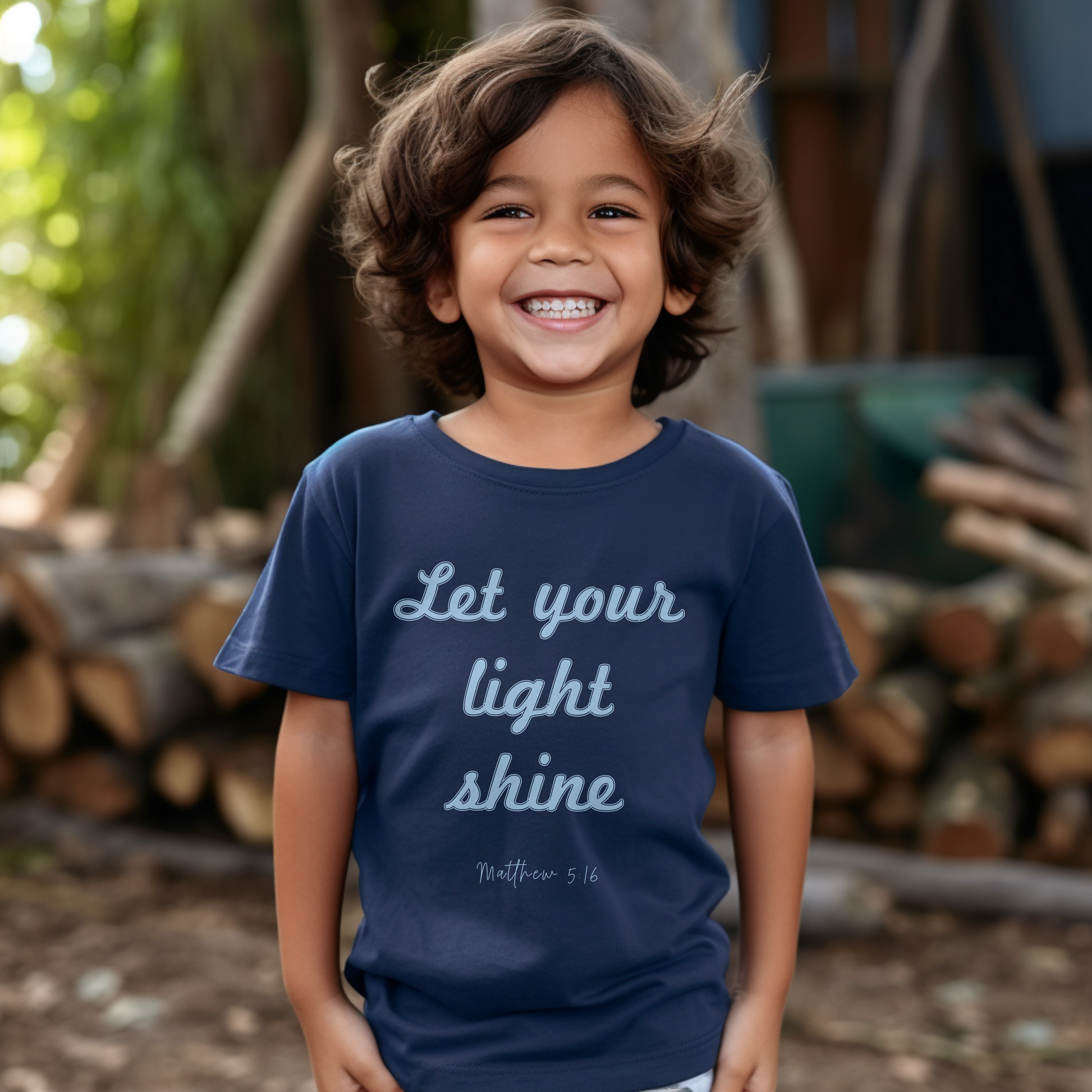 Toddler "Let Your Light Shine" Tee, Matt 5:16 encourages believers to shine their light through good deeds, glorifying God and inspiring all.