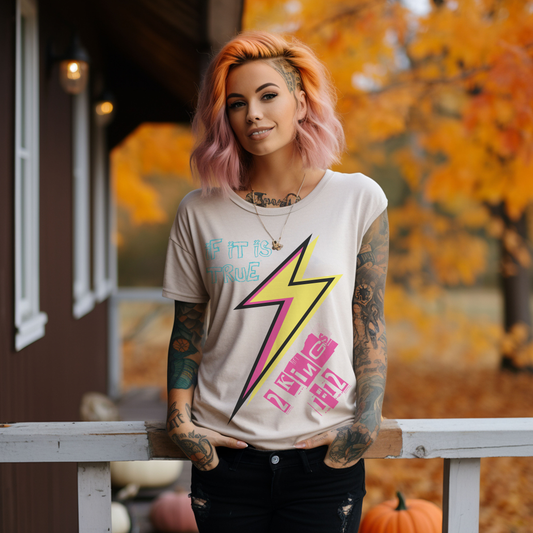 Christian 90's colored "Lightning Bolt" Unisex Tee, Inspired by God's Power and Authority in Elijah's 2 Kings 1:12 Story. Christian Apparel