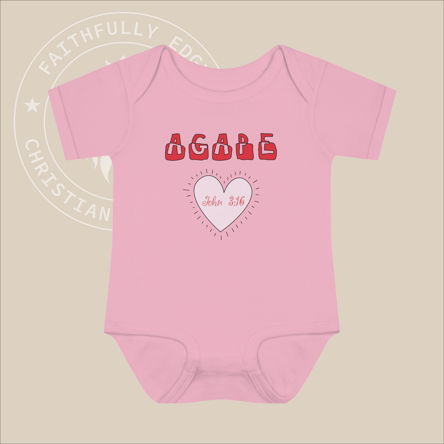 Christian Baby Onesie with Agape Love John 3:16 Inspired Bodysuit Soft Cotton Unisex Baby Outfit Perfect Gift for Christmas or Baby Shower