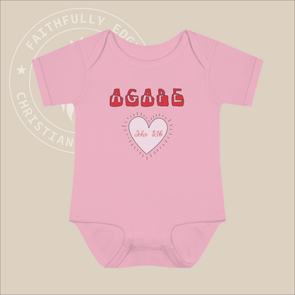 Christian Baby Onesie with Agape Love John 3:16 Inspired Bodysuit Soft Cotton Unisex Baby Outfit Perfect Gift for Christmas or Baby Shower