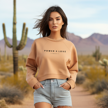 Women's "Power + Love" Cropped Sweater, 2 Tim 1:7, God has not given us the spirit of fear; but of power, and of love, and of a sound mind.