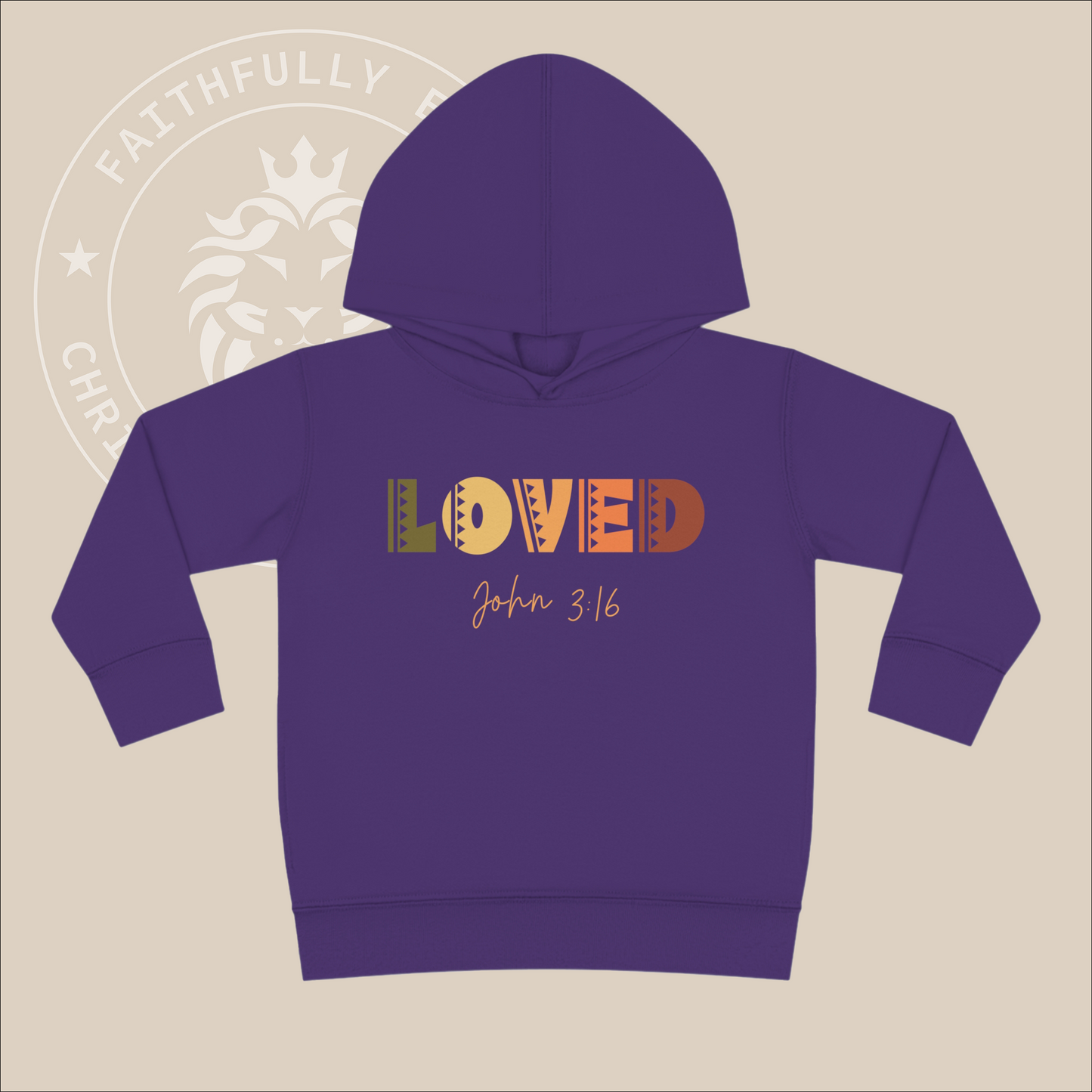 Toddler "Loved" Hoodie John 3:16 highlights God's love, shown through His sacrifice of Jesus, granting eternal life to all who believe.