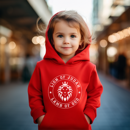 Toddler Christian Hoodie - Lion and Lamb Design Inspired by Revelation 5:5-6, Illustrating Jesus Christ as both the Lion and the Lamb
