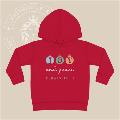 Christmas "Joy and Peace" Kids Hoodie, Romans 15:13 is a verse that asks God, to fill believers with joy and peace as they trust in Him.