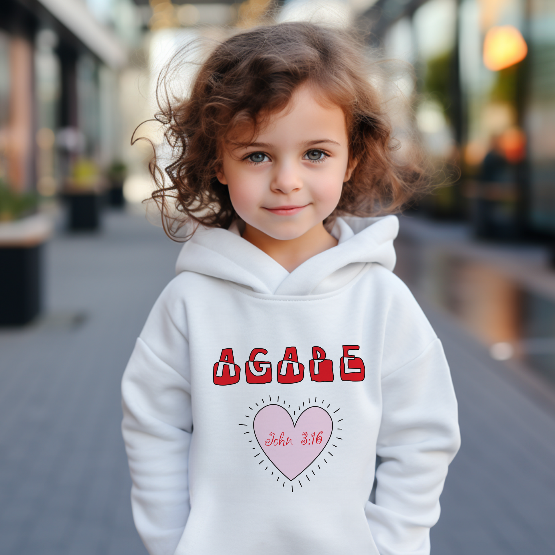 Toddler "Agape" Unisex Hoodie Inspired by John 3:16 representing God's unconditional, selfless, and sacrificial love. Christian Apparel