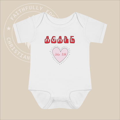 Christian Baby Onesie with Agape Love John 3:16 Inspired Bodysuit Soft Cotton Unisex Baby Outfit Perfect Gift for Christmas or Baby Shower