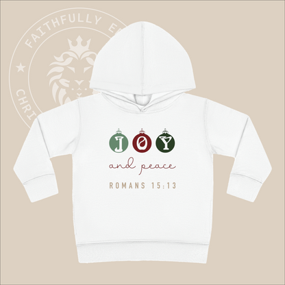 Christmas "Joy and Peace" Kids Hoodie, Romans 15:13 is a verse that asks God, to fill believers with joy and peace as they trust in Him.