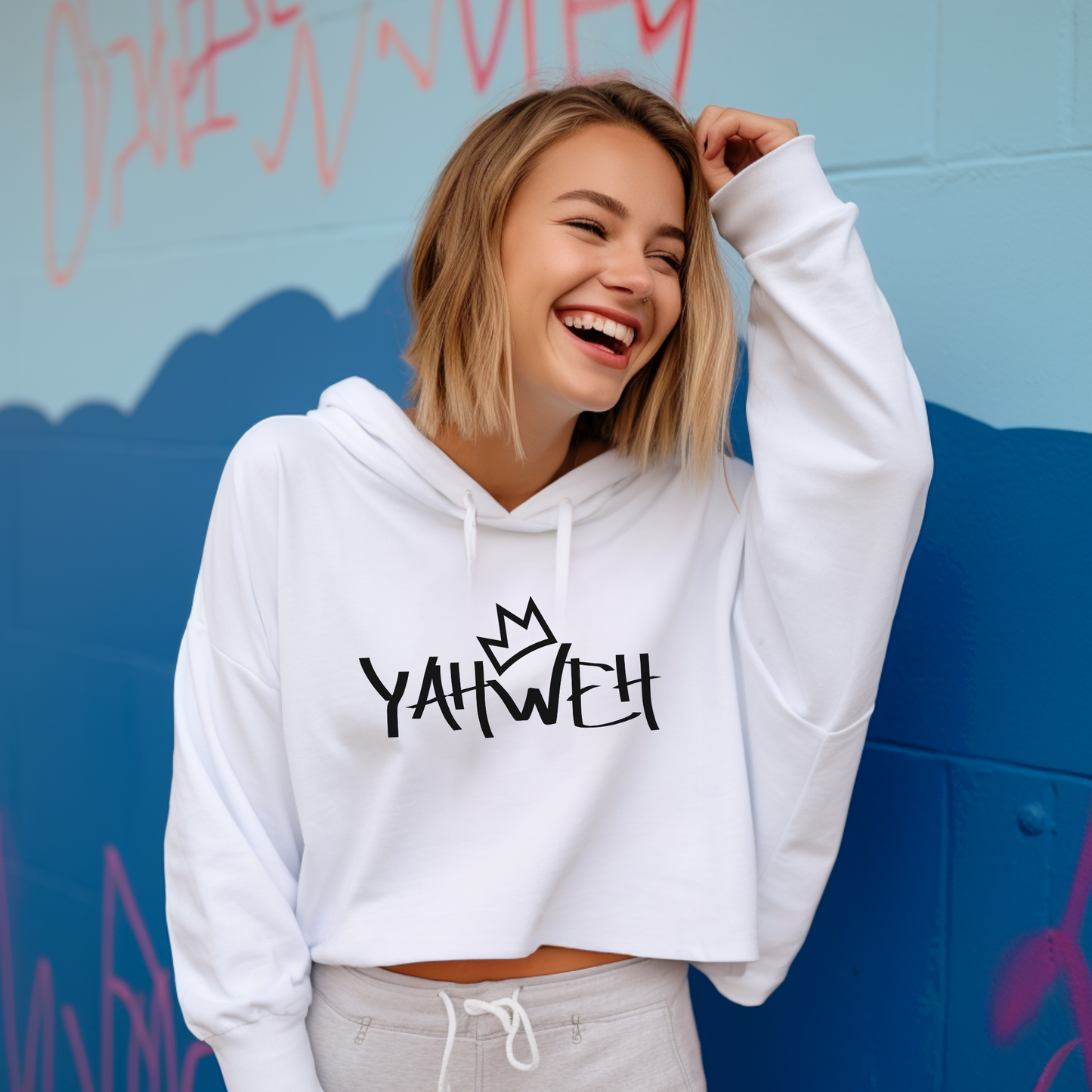 Women's "Yahweh" Crop Hoodie. In Exodus God reveals Himself to Moses as Yahweh.